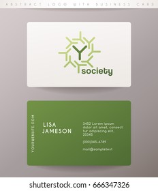 Creative Letter Y Logo Design with Business Card Template : Vector Illustration