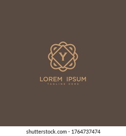 Creative letter Y logo icon vector design. Luxury jewelry frame gem edge logotype. Print monogram initials stamp sign symbol.