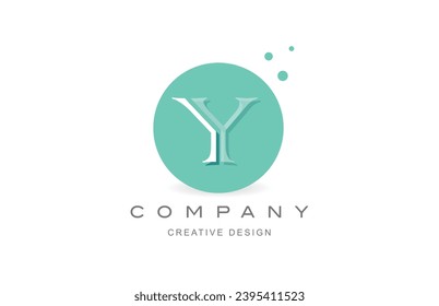 Icono de diseño de icono de letra creativa Y ilustración vectorial. Plantilla para empresa o negocio con puntos cuadrados y color pastel verde