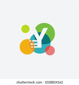 Creative Letter y logo with the letter y in the negative space in white and and colorful Circle in the background.