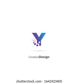 Creative Letter Y Pixel Logo Design Element. Design Vector Pixel Logo Template