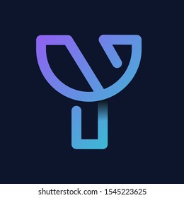 Creative Letter "Y" Rainbow logo icon isolated on dark background. Trend Letter logo template with rainbow and anagram symbol. Vector Illustration.