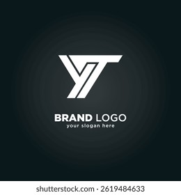 Creative Letter Y and T Monogram Logo with Black Background.