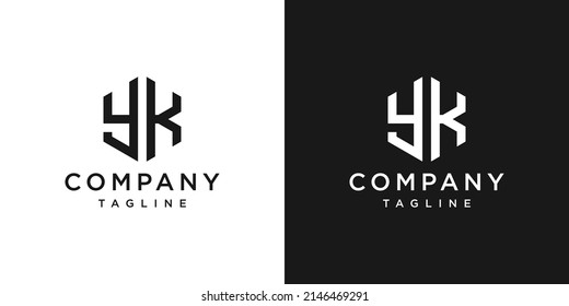 Creative Letter YK Monogram Logo Design Icon Template White and Black Background
