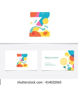 Creative Letter Z design vector template on The  Business Card Template.Abstract Colorful Alphabet .Friendly funny ABC Typeface. Type Characters Logotype symbols.Abstract Colorful Alphabet 


