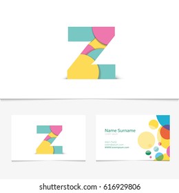 Creative Letter z design vector template on The Business Card Template. Abstract Colorful Alphabet .Friendly funny abc Typeface. Type Characters.Vector illustration.EPS10