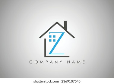 Creative letter Z home logo design template.