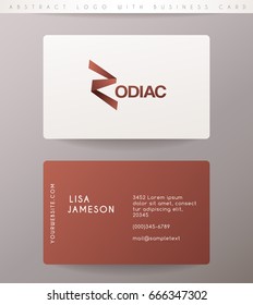 Creative Letter Z Logo Design with Business Card Template : Vector Illustration