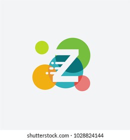 Creative Letter z logo with the letter z in the negative space in white and and colorful Circle in the background.