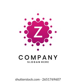 Creative letter Z logo with round dot design, modern abstract company symbol