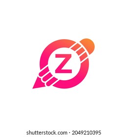 Creative Letter Z Pencil with Circle for Education or Art Logo Inspiration
