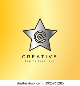 Diseño del logotipo Creative letterE Star, vector, ilustración.