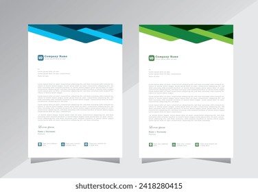 creative Letterhead design for business, company letterhead template, A4 letter head design, blue and green color letterhead. vector eps 10