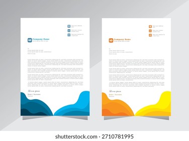 Creative letterhead design for project, letter head templates. modern and simple letterhead design, a4 letterhead template with blue and yellow color - vector eps 10.