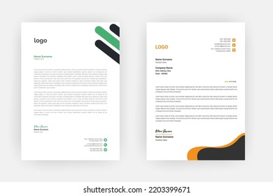 Cabezal de membrete creativo , Diseño elegante y minimalista de plantillas de membrete,Tamaño A4    