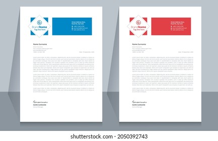 Creative letterhead format template, business style letterhead design template. Company letterhead template designs. Letterhead, flyer template.