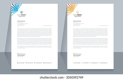 Creative letterhead format template, business style letterhead design template. Company letterhead template designs. Letterhead, flyer template.