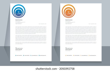 Creative letterhead format template, business style letterhead design template. Company letterhead template designs. Letterhead, flyer template.