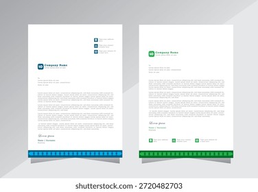 Diseño creativo de la Plantilla del membrete. Diseño moderno de la Plantilla del membrete con el color azul y verde. Diseño de Plantilla de membrete A4. Plantilla de diseño de membrete moderno. Vector EPS 10