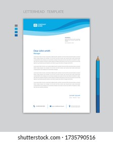 Creative Letterhead template vector, minimalist style, printing design, business advertisement layout, Blue wave graphic background concept 