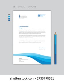 Creative Letterhead template vector, minimalist style, printing design, business advertisement layout, Blue wave graphic background concept 