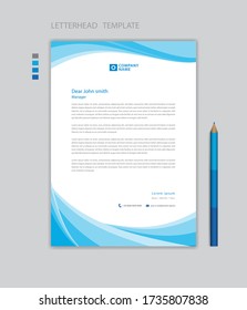Creative Letterhead template vector, minimalist style, printing design, business advertisement layout, Blue wave graphic background concept 