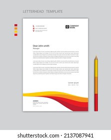 Creative Letterhead template vector, minimalist style, printing design, business advertisement layout, Red yellow background concept, simple letterhead template mock up, company letterhead design