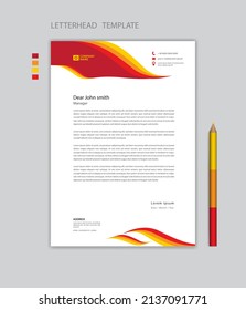 Creative Letterhead template vector, minimalist style, printing design, business advertisement layout, Red yellow background concept, simple letterhead template mock up, company letterhead design