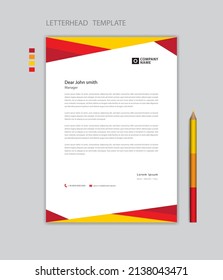 Creative Letterhead template vector, minimalist style, printing design, business advertisement layout, Red yellow background concept, simple letterhead template mock up, company letterhead design
