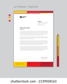 Creative Letterhead template vector, minimalist style, printing design, business advertisement layout, Red yellow background concept, simple letterhead template mock up, company letterhead design