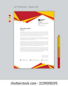 Creative Letterhead template vector, minimalist style, printing design, business advertisement layout, Red yellow background concept, simple letterhead template mock up, company letterhead design