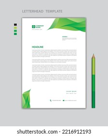 Creative Letterhead template vector, minimalist style, printing design, business advertisement layout, Green concept background, simple letterhead template mock up, company letterhead design