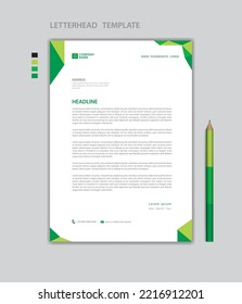 Creative Letterhead template vector, minimalist style, printing design, business advertisement layout, Green concept background, simple letterhead template mock up, company letterhead design