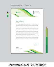 Creative Letterhead template vector, minimalist style, printing design, business advertisement layout, Green concept background, simple letterhead template mock up, company letterhead design