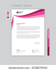 Creative Letterhead template vector, minimalist style, printing design, business advertisement layout, Pink background concept, simple letterhead template mock up, company letterhead design