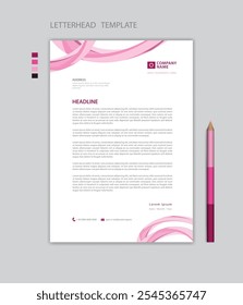 Creative Letterhead template vector, minimalist style, printing design, business advertisement layout, Pink background concept, simple letterhead template mock up, company letterhead design