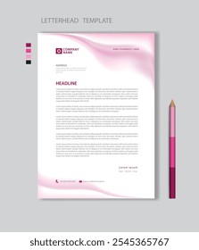 Creative Letterhead template vector, minimalist style, printing design, business advertisement layout, Pink background concept, simple letterhead template mock up, company letterhead design
