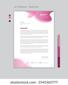 Creative Letterhead template vector, minimalist style, printing design, business advertisement layout, Pink background concept, simple letterhead template mock up, company letterhead design