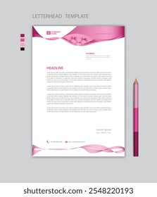 Creative Letterhead template vector, minimalist style, printing design, business advertisement layout, Pink background concept, simple letterhead template mock up, company letterhead design