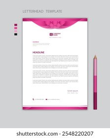 Vector creativo de Plantilla de membrete, estilo minimalista, diseño de impresión, diseño de publicidad comercial, concepto de fondo rosa, maqueta simple de Plantilla de membrete, diseño de membrete de empresa