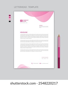 Vector creativo de Plantilla de membrete, estilo minimalista, diseño de impresión, diseño de publicidad comercial, concepto de fondo rosa, maqueta simple de Plantilla de membrete, diseño de membrete de empresa