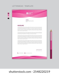 Creative Letterhead template vector, minimalist style, printing design, business advertisement layout, Pink background concept, simple letterhead template mock up, company letterhead design