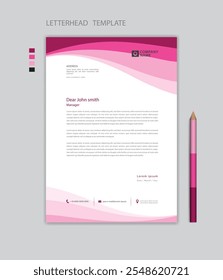 Creative Letterhead template vector, minimalist style, printing design, business advertisement layout, Pink background concept, simple letterhead template mock up, company letterhead design