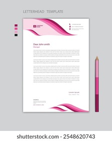 Creative Letterhead template vector, minimalist style, printing design, business advertisement layout, Pink background concept, simple letterhead template mock up, company letterhead design