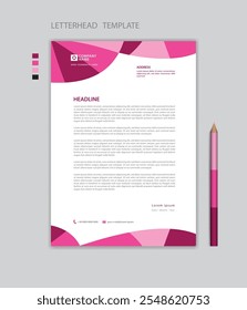 Creative Letterhead template vector, minimalist style, printing design, business advertisement layout, Pink background concept, simple letterhead template mock up, company letterhead design
