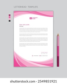 Creative Letterhead template vector, minimalist style, printing design, business advertisement layout, Pink background concept, simple letterhead template mock up, company letterhead design