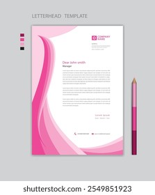 Creative Letterhead template vector, minimalist style, printing design, business advertisement layout, Pink background concept, simple letterhead template mock up, company letterhead design