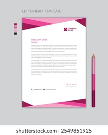 Creative Letterhead template vector, minimalist style, printing design, business advertisement layout, Pink background concept, simple letterhead template mock up, company letterhead design