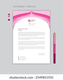 Vetor de modelo de papel timbrado criativo, estilo minimalista, design de impressão, layout de anúncios de negócios, conceito de fundo rosa, modelo de papel timbrado simples mock up, design de papel timbrado da empresa