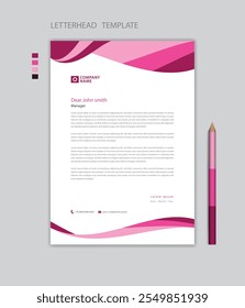 Creative Letterhead template vector, minimalist style, printing design, business advertisement layout, Pink background concept, simple letterhead template mock up, company letterhead design